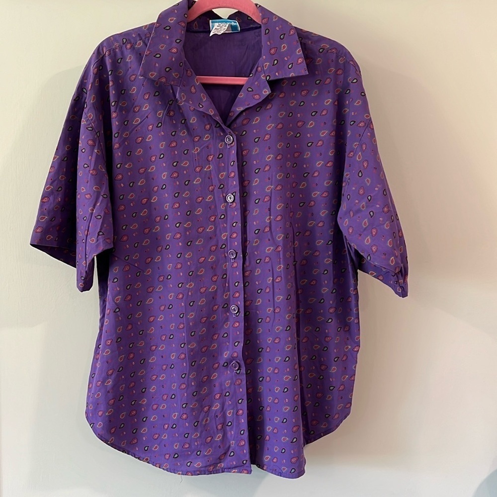 Allison Paige - vintage‎ cotton button up, purple